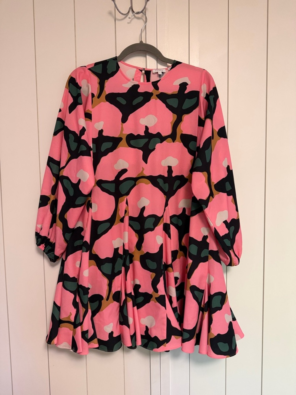 Rhode Pink Floral Print Long Sleeve Dress